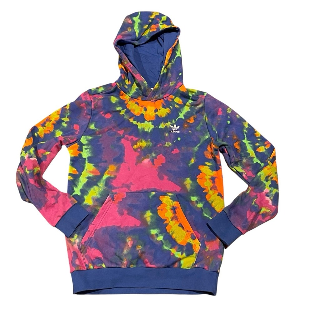 Youth Large Adidas Hoodie Tie Dye Pink Blue Orange Trefoil Girls Boys 13 - 14Y